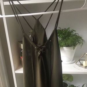 Dark Green Strappy Tank Top